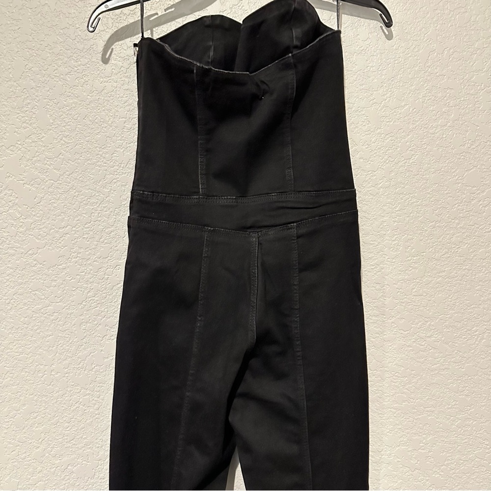 New Zara Strapless Black Denim TRF Stretchy Jumpsuit Small Medium 8197/249 - Picture 12 of 13
